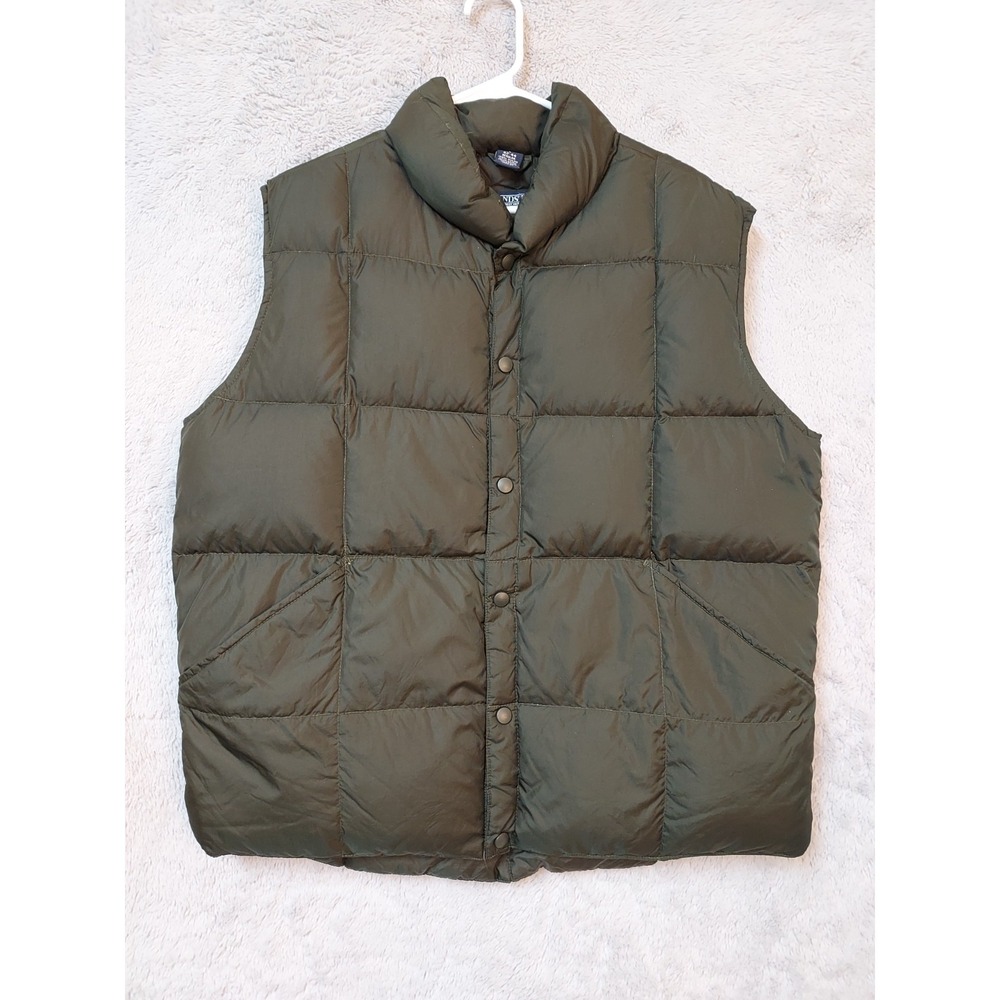 Lands End Vest Mens Large Down Puffer Jacket Quilted Insulated Pockets Green L - Picture 2 of 9